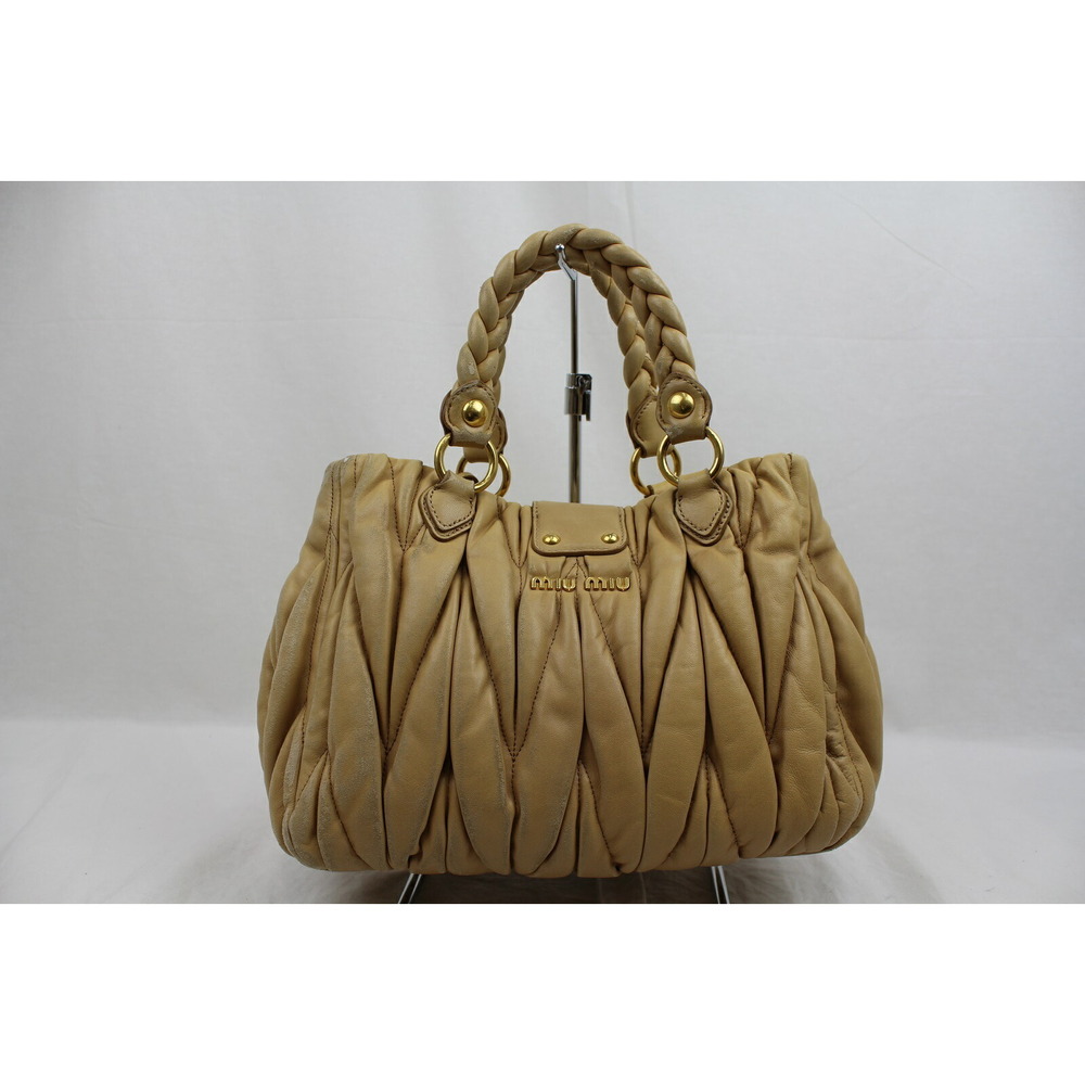 Miu Miu Camel Leather Handbag Yellow Tan - Picture 4 of 7